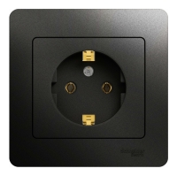 Розетка с/з, 16А (в сборе) Systeme Electric Glossa Антрацит GSL000742