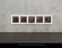 Комплект мех-ма розетки компьютерной + TV оконечной RJ-45 с автоматической защитной шторкой Alfa Темная бронза матовый Ambrella Volt MA642510 (AP6425, VM195)