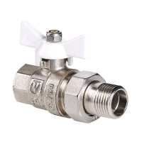 Кран шаровой со сгоном 1/2' ВН белая ручка бабочка BASE VALTEC VT.227.NW.04 AAV227004W