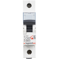 Выключатель автоматический однополюсный 63А C TX3 6кА Legrand 404034
