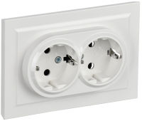 BRITE Розетка двойная с заземлением без защитных шторок 16А в сборе РС12-3-БрБ белый IEK BR-R21-16-K01-F
