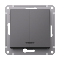 ATLASDESIGN 2-клавишный ВЫКЛЮЧАТЕЛЬ с подсветкой, сх.5а, 10АХ, механизм, БАЗАЛЬТ Systeme Electric ATN001453