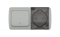 Переключатель промежуточный одноклавишный проходной + розетка с заземлением ELBI Eva 554-011500-929
