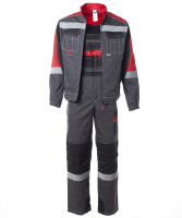 Костюм ФОРМУЛА с СОП летний куртка ткань, полукомбинезон, темно-серый с красной и черной отделкой 52-54 104-108.182-188 Эталон-Спецодежда 117896 00000117902