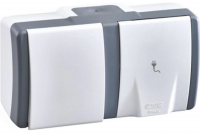 Выключатель одноклавишный + розетка без заземления Mono Electric Octans IP54 10A 250В бело-серый 154-020001-185