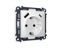 Комплект механизма розетки 2USB A+C 20W (быстрая зарядка) с/з Ambrella Volt Alfa MA130010