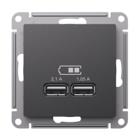 ATLASDESIGN USB РОЗЕТКА A+A, 5В/2.1 А, 2х5В/1.05 А, механизм, БАЗАЛЬТ Systeme Electric ATN001433