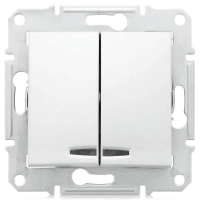 Выключатель двухклавишный с синей подсветкой Schneider Electric Sedna 10A 250V SDN0300321