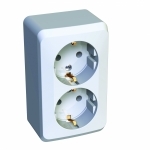 ЭТЮД Розетка двойная наружная с заземлением без   шторок белая Systeme Electric PA16-007B