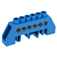 Шина ''N'' нулевая в комбинированном синем изоляторе на DIN-рейку 8х12 мм 6 групп, REXANT 11-2312