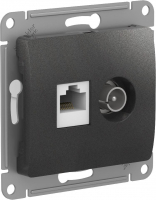 GLOSSA РОЗЕТКА двойная ТВ + компьютерная RJ45, кат. 5Е, АНТРАЦИТ Systeme Electric GSL000789