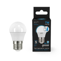 Лампа светодиодная диммируемая Gauss E27 7W 6500K шар матовый 105102307-S GAUSS