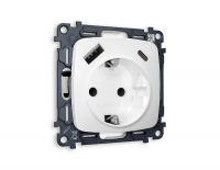 Комплект механизма розетки 2USB A+C 20W (быстрая зарядка) с/з Ambrella Volt Omega MO130010