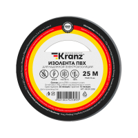 Изолента ПВХ KRANZ 0.13х19 мм, 25 м, серая 5шт Kranz KR-09-2208