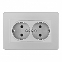 Розетка двойная с/з и шторками Arte Milano SET16-double-40-2 silver