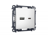 Комплект механизма розетки 2USB A+C 20W (быстрая зарядка) Ambrella Volt Alfa MA131010