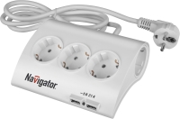 Удлинитель бытовой 5х1.8м с заземлением 16А ПВС 3х1.00 USB Navigator Group 71544 19812