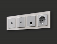 Комплект механизм TV розетки оконечной экранированной 5-1000MHz 3dB Alfa Серебро глянец Quant Ambrella Volt MA413005 (AP4130, VM199)