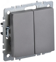 BRITE Выключатель двухклавишный проходной 10А ВС10-2-6-БрС сталь IEK BR-V22-0-10-K46
