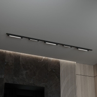 Трековая система со светильниками №8 однофазная накладная Skylite (220В, форма - прямая, 3м, 3000K) черная Hesby Lighting HSBL_kompl_S008_NI3B3K