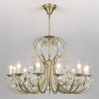 Подвесная люстра Eurosvet Alda 3305/12 латунь/прозрачный хрусталь Strotskis a072112