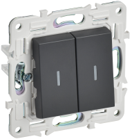 SKANDY Выключатель 2-клавишный проходной с индикацией 10А SK-V10T титан IEK SK-V22-1-10-K48