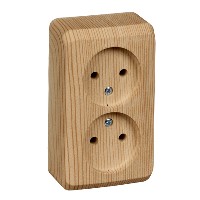 ЭТЮД Розетка двойная наружная без заземления со шторками белая Systeme Electric PA16-006B