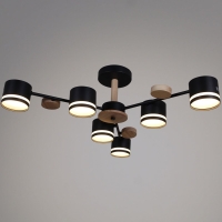 Люстра на штанге Reluce 68730-0.3-06 GX53 BK+WOOD