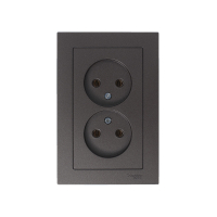 Розетка ATLASDESIGN двойная без заземления 16А в сборе мокко Systeme Electric ATN000620