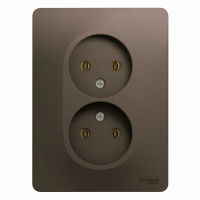 GLOSSA Розетка двойная без заземления шоколад в сборе Systeme Electric GSL000820