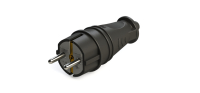 Вилка 2К+З прямая каучуковая 16А/250В IP44 Чёрная MultiSet Systeme Electric MST4001BK