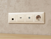 Комплект механизма TV розетки оконечной экранированной 5-1000MHz 3dB Alfa Бежевый глянец Quant Ambrella Volt MA313005 (AP3130, VM199)