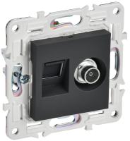 SKANDY Розетка двойная TV+RJ45 кат.5E SK-A14G графит IEK SK-AK20-1-K53
