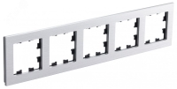 ATLASDESIGN NATURE рамка пятипостовая, МЕТАЛЛ СЕРЕБРО Systeme Electric ATN312105