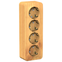 Розетка BLANCA наружная четырехпостовая, с заземлением, со шторками, с изолирующей пластиной, 16А, 250В, ясень Systeme Electric BLNRA011415