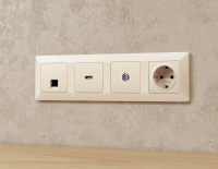 Комплект механизма TV розетки оконечной экранированной 5-1000MHz 3dB Alfa Бежевый матовый Quant Ambrella Volt MA333005 (AP3330, VM199)