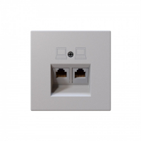 Интернет-розетка RJ45 двойная с накладкой, цвет Черный матовый (soft touch) Jasmart FD6106PWM