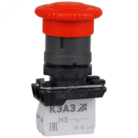 Кнопка КМЕ5611мФ-красный-1но+1нз-гриб-IP65- КЭАЗ 248255