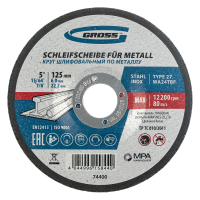 Круг шлифовальный по металлу, 125х6.0х22.2 мм, WA24TBF GROSS 74400