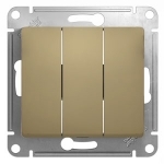 GLOSSA Выключатель трехклавишный в рамку титан сх.3 Systeme Electric GSL000431