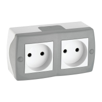 Розетка на 2 поста без заземления Mono Electric Octans IP20 16А 250В бело-серый 104-020006-121