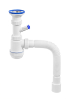 Сифон МИНИ ЭЛИТ для раковин 1'1/2 х 40/50 мм с нержавеющей чашкой 63 мм с отводом для стиральной или посудомоечной машины и c гофротрубой L800 мм VIRPlast 30980679