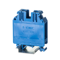 Клемма проходная , винтовой зажим, 2 точки подключения, 35 кв.мм, синяя DKC KRU-35N-BU