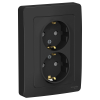 BLANCA скрытой установки розетка двойная с заземлением со шторками, 16А, 250В, антрацит Systeme Electric BLNRS001126