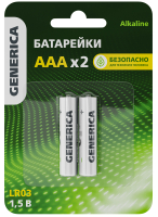 Батарейка щелочная Alkaline LR03/AAA (2шт/блистер) GENERICA IEK ABT-LR03-ST-L02-G