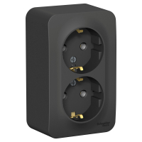 BLANCA розетка наружная двойная с заземлением без шторок с изолирующей пластиной, 16А, 250В, антрацит Systeme Electric BLNRA010216