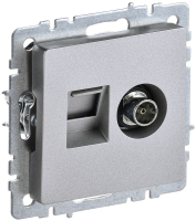 BRITE Розетка двойная TV+RJ45 кат.5E РТВ/РК12-БрА алюминий IEK BR-AK20-1-K47