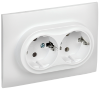 SKANDY Розетка 2-местная с заземлением без защитных шторок 16А в сборе SK-R08W арктический белый IEK SK-R21-16-K01-F