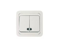 Mimoza Выключатель двухклавишный с подсветкой белый Makel 12023