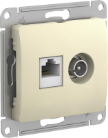 GLOSSA РОЗЕТКА двойная ТВ + компьютерная RJ45, кат. 5Е, БЕЖЕВЫЙ Systeme Electric GSL000289